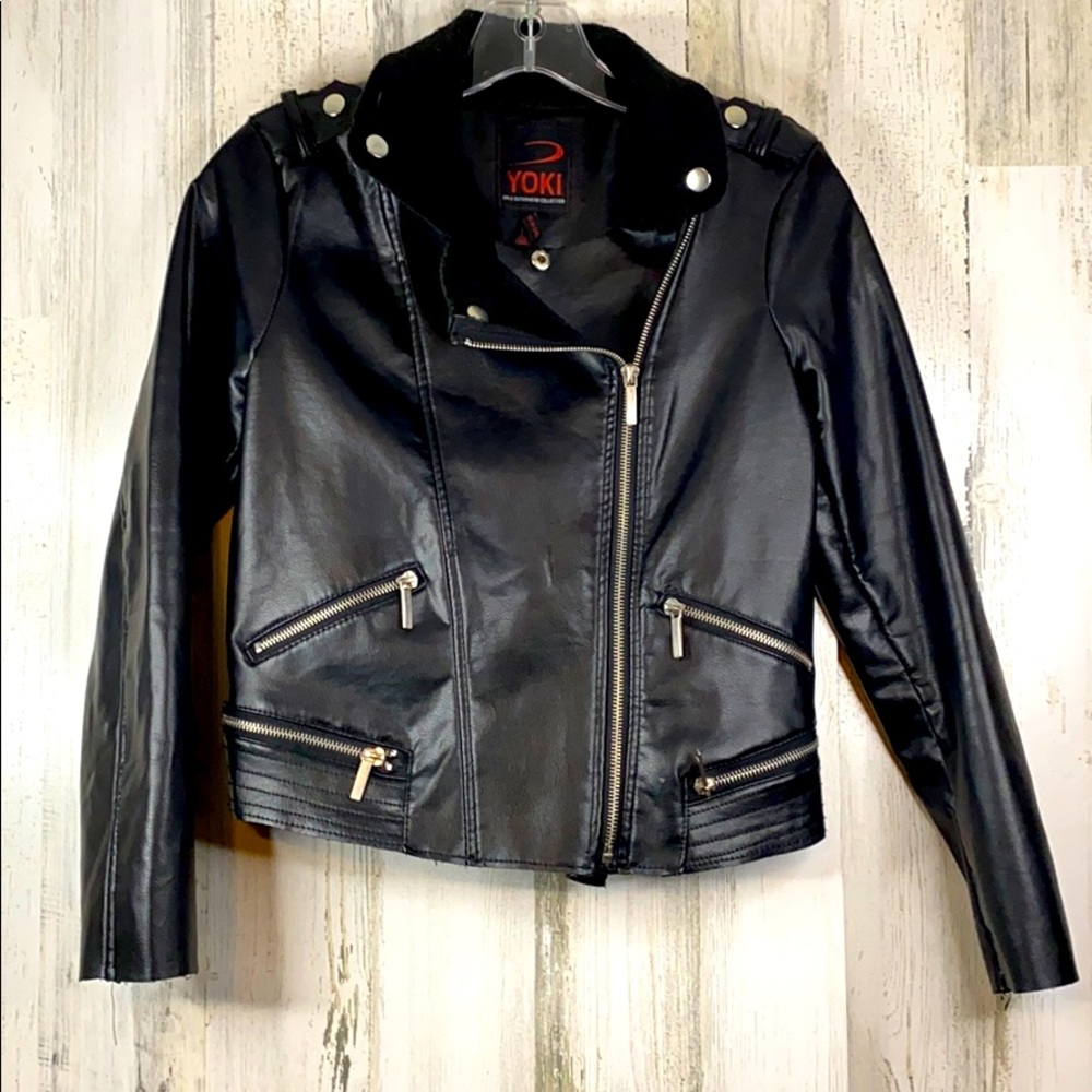 Yoki Girls Outerwear Collection FauxLeather Jacket